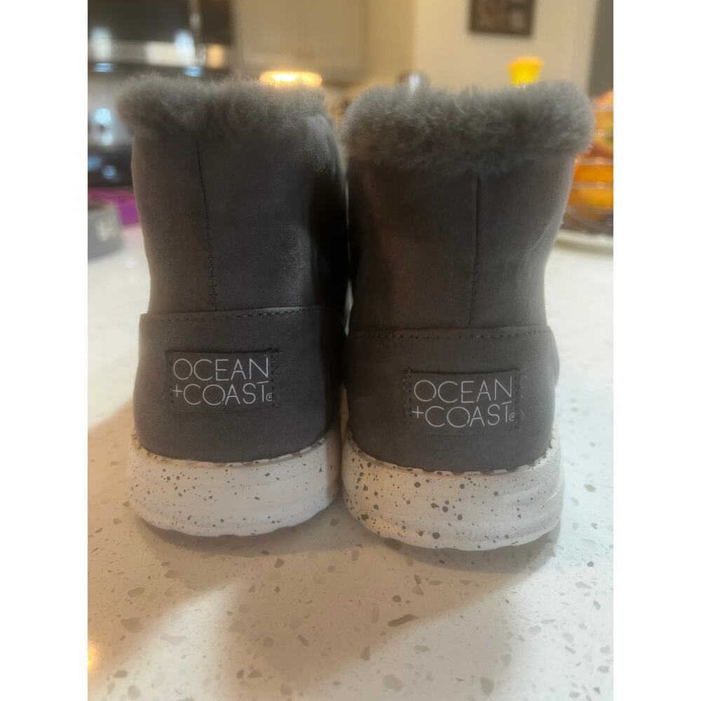 ocean coast SHERPA lined booties dark gray womens size 9.5 - Picture 7 of 7